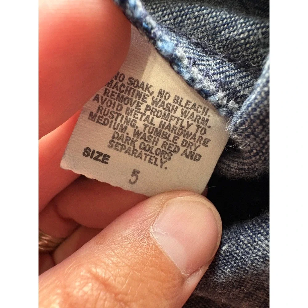 Vintage OshKosh Bgosh Denim Overall Jumper Dress Girls Size 5 Made in USA Blue